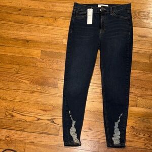 Topshop Black Distressed Skinny Jeans